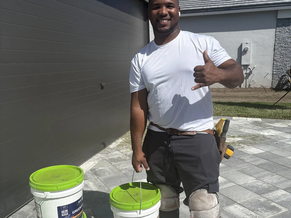 Enterprise Floors installer on the job at a Naples home